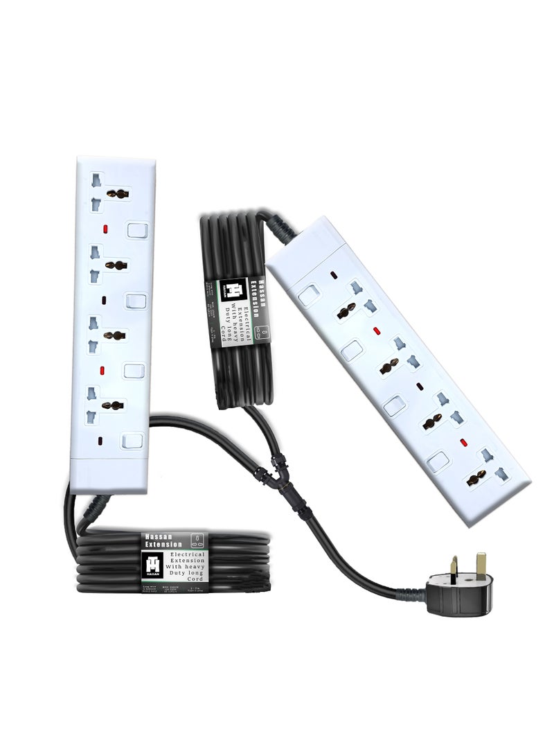 Hassan Heavy Duty Extension Cord 13A 3000W Dual Ended Universal Socket Multi Plug Power Strip 2.5mm Cable - Image 1